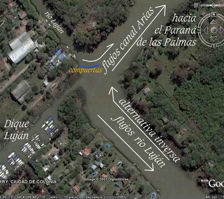 alternativa de salida del Lujan con advecciones mareales adversas a sus descensos